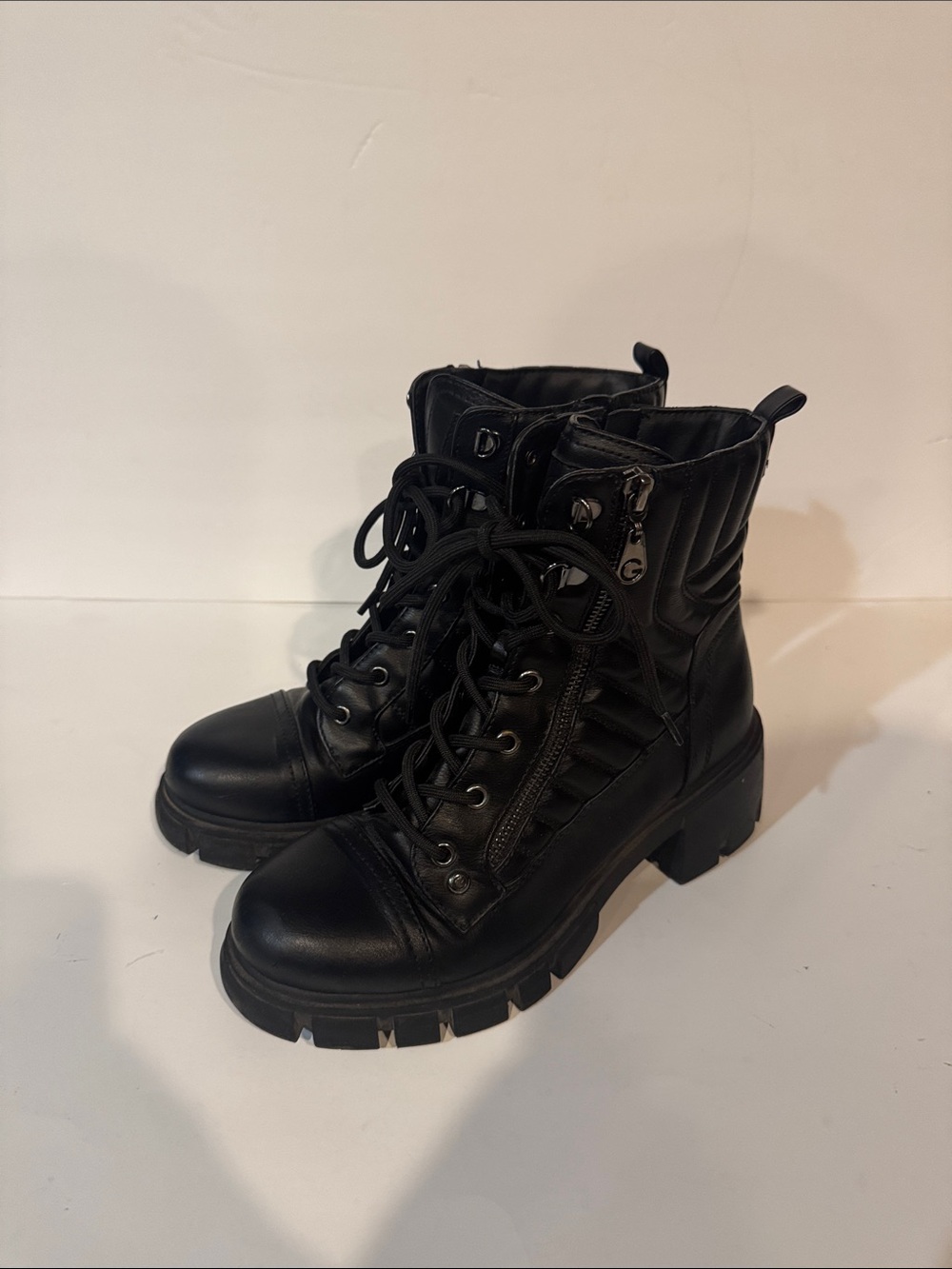 GBG Los Angeles Black Lace Up Combat Boots